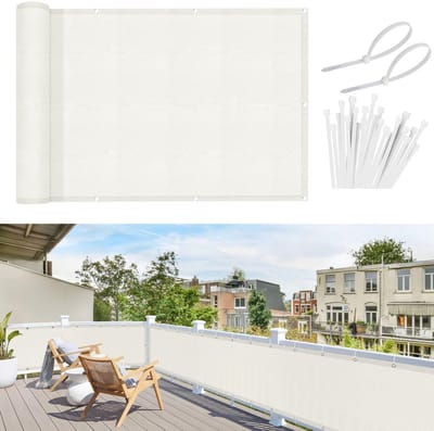 Dailygoods- Balkonscherm Waterdicht 90x500cm - UV-bescherming tot 95% - Windscherm - Privacybescherming - Bevestiging met nylon banden - 100% polyester - Privacy Scherm
