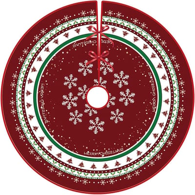 Ronde Kerstboomrok van 90 cm met Sneeuwvlokpatroon, Versieringen en Kerstdecoratie voor een Feestelijke Sfeer