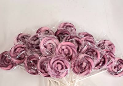 25 roze-lila mini lolly's voor geboortefeestje of babyshower gender reveal lollie traktatie