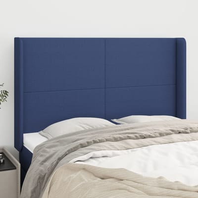 vidaXL - Hoofdbord - met - randen - 147x16x118/128 - cm - stof - blauw