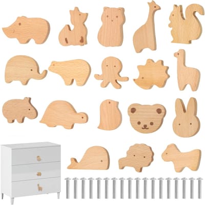 18 Dieren Motief Houten Kastknoppen voor Kinderkamer, Meubelknoppen, Lades, Decoratieve Knoppen en Handgrepen