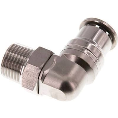 16mm x R1/2'' 90 graden L-verbinding RVS Insteekfitting Buitendraad Draaibaar FKM
