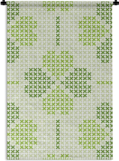 Wandkleed - Wanddoek - Klaver - Patronen - Groen - 60x90 cm - Wandtapijt