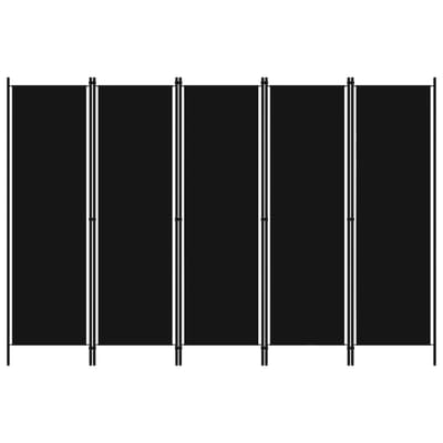vidaXL - Kamerscherm - met - 5 - panelen - 250x180 - cm - zwart