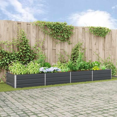 vidaXL - Plantenbak - Antraciet - 385 - x - 100 - x - 45 - cm - Gegalvaniseerd - staal