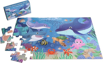Kinderen Vloerpuzzel - Educatief Speelgoed - Leren Puzzelen - 48 Grote Stukken - 91x61cm - Oceaan