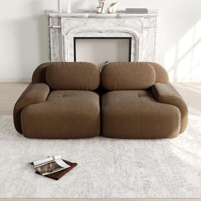 Hoekbank met Slaapfunctie 270x176x57 cm – Modulaire L-Vormige 3-Zits Bank met Chaise Longue & Voetenbank – Beige Corduroy – Geen Montage Nodig – Luxe Sectionele Slaapbank – Cloud Comfort – Pauwhome