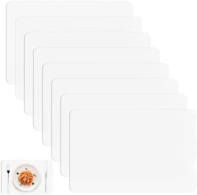 8 stuks transparante tafelonderleggers 30x40 cm - Hittebestendige, afwasbare onderzetters voor eettafel, keuken, bureau - Antislip bescherming - Kunststof placemats