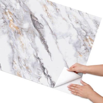 Coloray Meubel Wrap Folie - Grijs Meubelfolie - 75x150 cm - Plakfolie Meubels Marmeren elegantie - Decoratiefolie Zelfklevend - Minimalist Meubelfolie - Meubelfolie Zelfklevend - Badkamer decoratie - Texturen