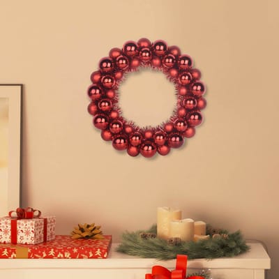 vidaXL - Kerstbal - Kransen - 2 - st - Rood - 33 - x - 33 - x - 7 - cm - Polystyreen