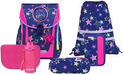 McNeill schooltas Primo Schoolbag Set 9-delig Stars kleurrijke