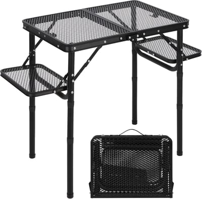 Opvouwbare en Draagbare BBQ Grilltafel met Verstelbare Hoogte - Lichtgewicht Kampeertafel 81x40 cm Zwart