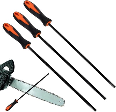 Set van 3 files voor kettingzagen met handvat, geschikt voor 4mm, 4.8mm en 5.5mm kettingzagen, ideaal voor onderhoud en slijpen van zaagbladen