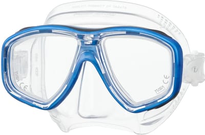 TUSA Freedom Ceos – Duikmasker met twee lenzen, comfortabele pasvorm dicht op het gezicht, Freedom Technology voor comfort en prestaties, hypoallergeen silicone – Transparant/Lichtblauw – M-212 FB