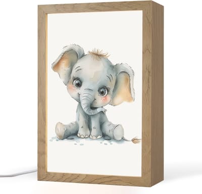 Nachtlampje 20x30 cm - Kinder lampje - Olifant - Baby dier - Tafellamp kinderkamer - Slaapkamer lamp - Bedlamp kinderen - Kinderlampje stopcontact - Wandlamp babykamer - Nachtlampjes