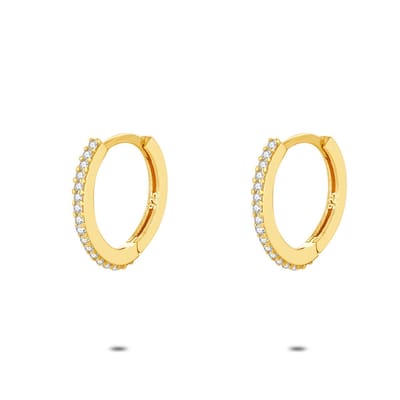 Twice As Nice Oorbellen in 18kt verguld zilver, oorringen met zirkonia, 16 mm