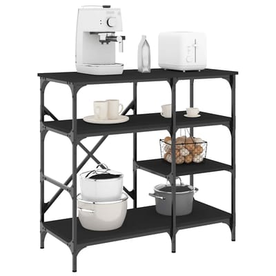 vidaXL - Bakkersrek - 90x40x84 - cm - bewerkt - hout - en - metaal - zwart