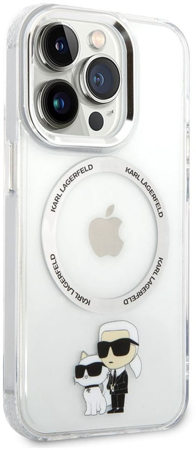 Karl Lagerfeld, Beschermhoes Geschikt voor Apple iPhone 13 Pro met Karl en Choupette print MagSafe Compatible, Transparant