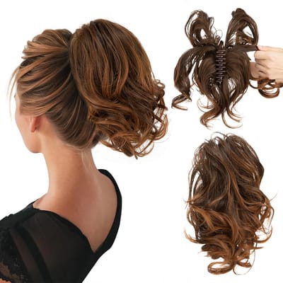 Pruikclip-Verstelbare Korte Pruik met Natuurlijke Krullen – Incl. Clip‑on Paardenstaart – Natuurlijk Uiterlijk – Voor Vrouwen-4