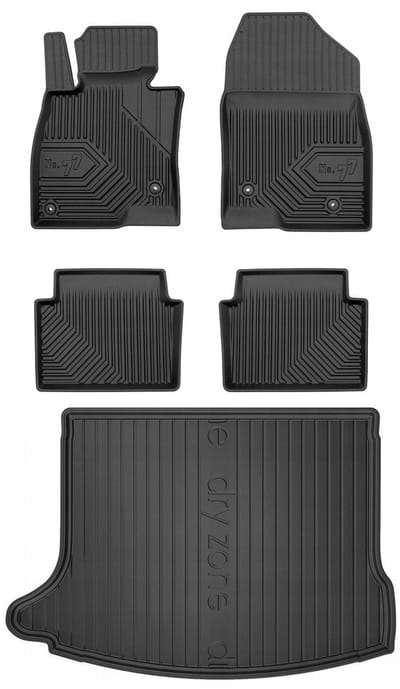 FROGUM PROLINE – Rubber vloermatten + kofferbakmat set – Mazda 3 III Hatchback 2013-2018 – TPE, geurloos (onderste kofferbakvloer)