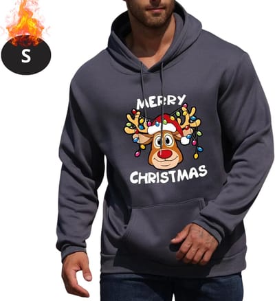Bovista Kersttrui - Heren - Foute Kersttrui - Christmas Sweater - Cartoonprint - Kerst Sweater - Christmas Jumper - Hoodie - Donkergrijs - S