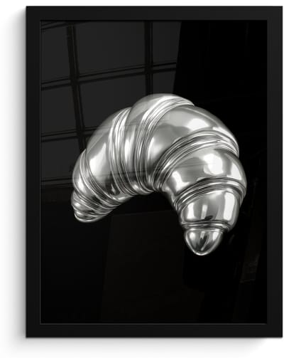 Poster in lijst - Fotolijst 30x40 cm - Posters - Croissant - Metaal - Zilver - Posterlijst zwart - Decoratie - Wanddecoratie woonkamer - Muurdecoratie slaapkamer