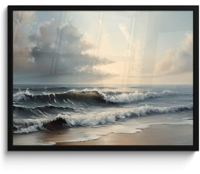 Poster in lijst - Fotolijst 70x50 cm - Posters - Strand - Zee - Zonsondergang - Posterlijst zwart - Decoratie - Wanddecoratie woonkamer - Muurdecoratie slaapkamer