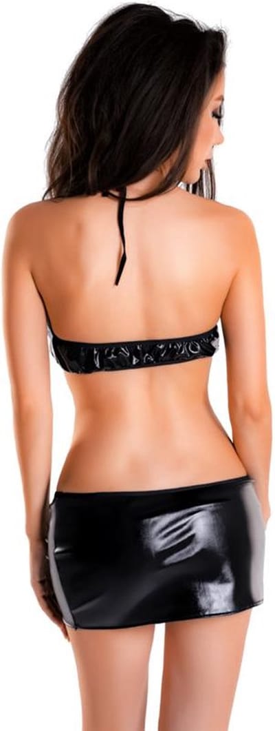 Glossy Wetlook shiny set BRIANNA - Zwart - XL