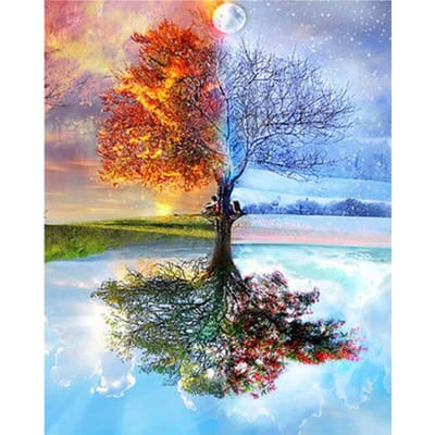 5D Diy Diamant Borduurpakketten Kruissteek Bomen Huisdecoratie Diamant Schilderij 20X30 gray