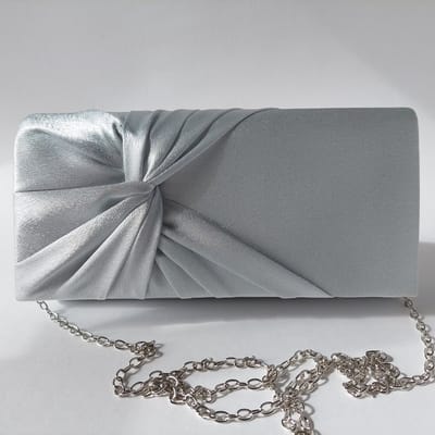 Clutch avond tasje "Twiggy" - Bulaggi - zilver pastelkleur - envelop vorm - bruiloft tasje - sierlijk gedrapeerd - ketting