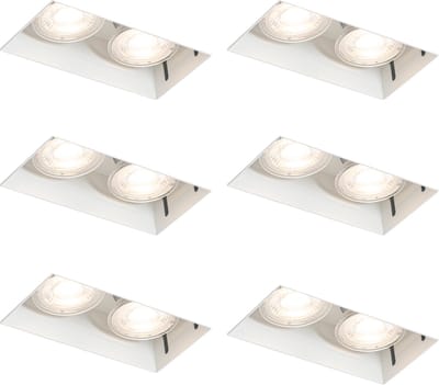 QAZQA oneon 6 - Moderne Inbouwspot - 6 stuks - L 17.5 cm - Wit -