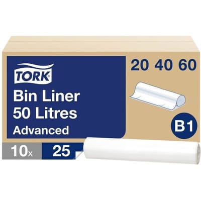 Tork 204060 B1 Afvalzakken 50 liter transparant 90x35x27cm à 250 stuks