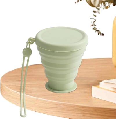 Opvouwbare Beker - Reisbeker Drinkbeker - Buitenactiviteiten - Lekvrij Dekselontwerp - 10.4 cm - Groen