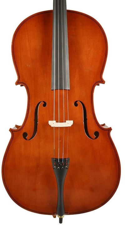 Leonardo LC-1014 cello 1/4, gelamineerde body, nitro, hardhout toets en stemsleutels, inclusief tas en strijkstok
