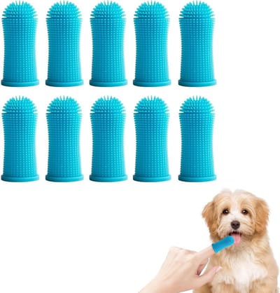 Set van 10 Siliconen Vinger Tandenborstels - 360° Tandenreiniging Borstels voor Honden en Katten - Compleet Mondverzorgingspakket met Opbergdoos en Tandheelkundige Verzorging
