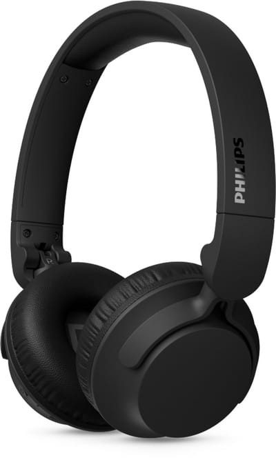 PHILIPS TAH4000 draadloze on-ear hoofdtelefoon, 70 uur afspeeltijd, Dynamic Bass, 32 mm drivers, Bluetooth 6.0 Multipoint, snelkoppelen, vervangbare kussentjes & batterij, licht & opvouwbaar – Zwart