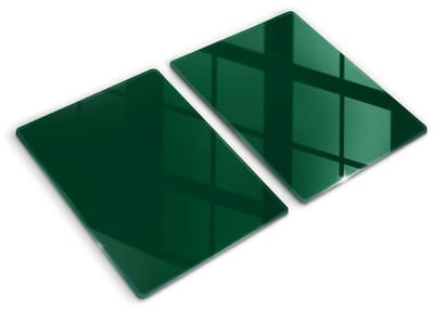 Wallfluent Glazen Snijplanken - Groente Snijplanken Glas - 2 stucks 40 cm x 52 cm - Donkergroen Snijplanken van Glas - Keuken Snijplank Glas - Decoratieve Glazen Snijplank - Glazen Snijplank met Antislip