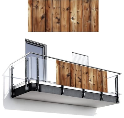 Balkonscherm 200x90 cm - Balkonposter Hout - Planken - Bruin - Balkon scherm decoratie - Balkonschermen - Balkondoek zonnescherm