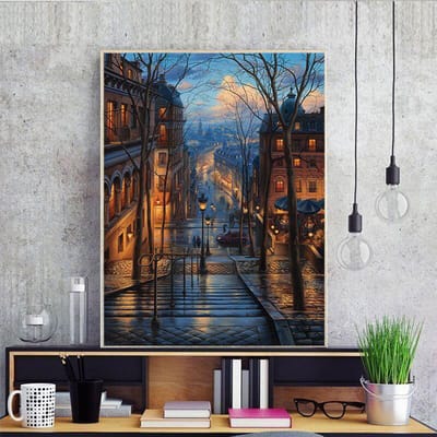 Diamant Schilderij Kruissteek Kit Diamant Borduurwerk Mozaïek Patroon Europese Stijl Straatbeeld 20X30CM gray