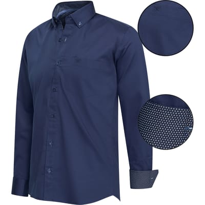 Cappuccino Italia - Heren Overhemden Regular Fit Overhemd Navy - Blauw - Maat XXL