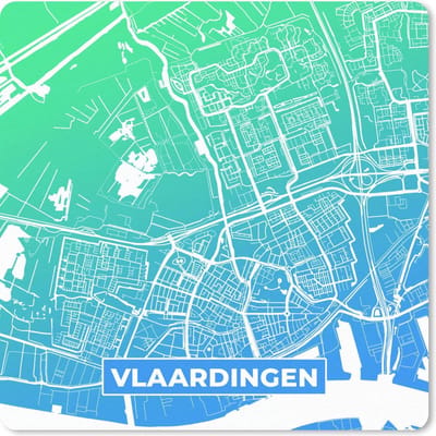 Muismat 20x20 cm - Mousepad Stadskaart - Vlaardingen - Nederland - Blauw - Muismatten