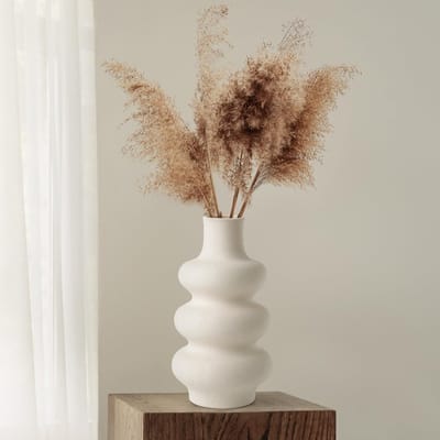 Dailygoods- Bloemenvaas 25 cm - Keramisch - Modern Donut Ontwerp - Voor Droogbloemen/Pampas Gras - Decoratief voor Kantoor/Feest - Geschuurd Afwerking - Decoratieve Vaas