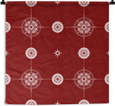 Wandkleed - Wanddoek - Kompas - Reizen - Patronen - 180x180 cm - Wandtapijt
