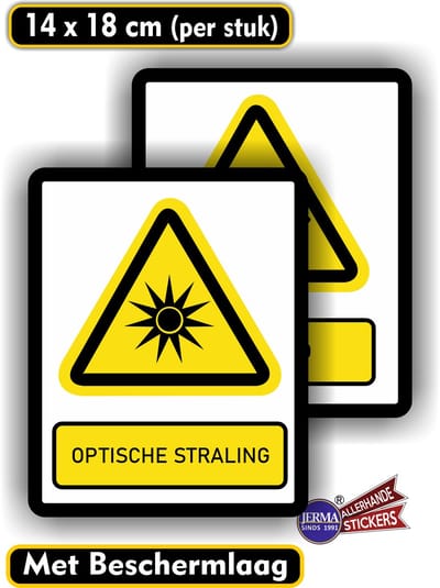 Jerma - Optische straling - Sticker - set 2 st - 14 x 18 cm - ISO norm - Weerbestendig - Zelfklevend
