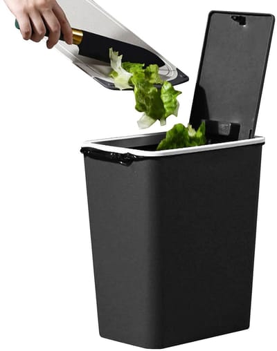 Prullenbak Met Deksel - Afvalbak Keuken - Ruimtebesparend Werken - Lekvrij Drukdeksel - 13 Liter Inhoud