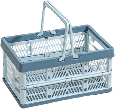Vouwbare Winkelmand, Draagbare Opbergmand, Stapelbaar en Ruimtebesparend voor Keuken, Badkamer, Kantoor en Slaapkamer (Blauw)