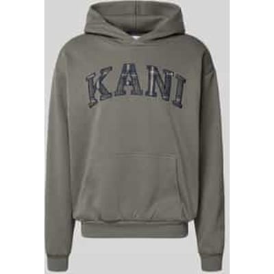 Hoodie met labelstitching en kangoeroezak