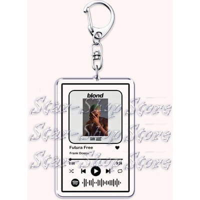 Porte-clés Musique Frank Ocean Blonde pour Femmes Accessoires Sac Rose + Blanc Sois Toi-Même Ivy Playlist Code Porte-clés Bijoux Cadeau pour Fans white