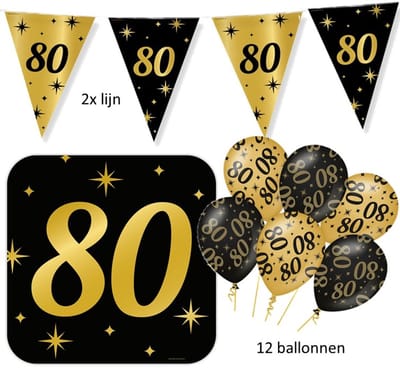5 delig - 80 jaar feest versiering pakket Classy Party.
