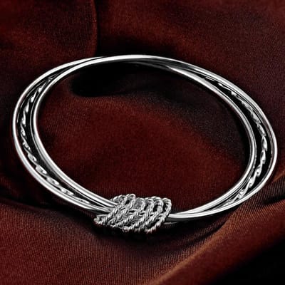 Drie Levens Drie Werelden Zilveren Armband Dames Sterling Zilver S999 Puur Zilver Eenvoudige Jonge Armband Glanzende Massieve Dunne Armband black